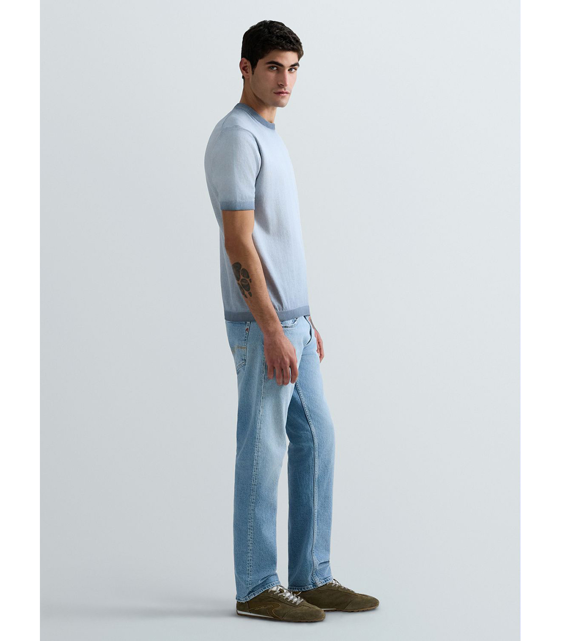 オンブレコットンクルーネックハーフスリーブセーター 詳細画像 グレイッシュブルー 4